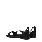 Black Satin Flat Sandals