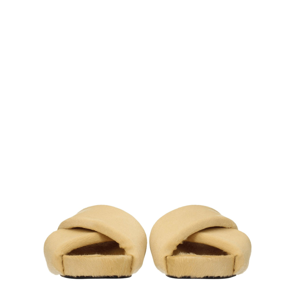 Beige Horsehair Slippers