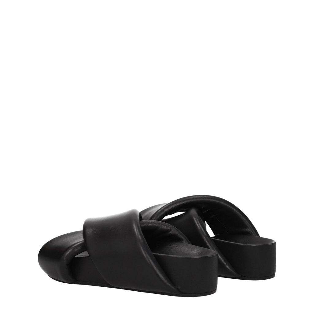 Black Leather Slippers