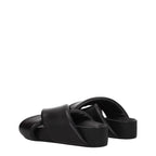 Black Leather Slippers