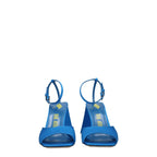 Blue Satin Stiletto Heel Sandals