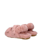 Pink Fur Flat Sandals