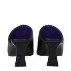 Black Leather Stiletto Heel Sandals