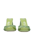 Green Satin Stiletto Heel Sandals
