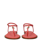 Pink Leather Flip-Flop Sandals