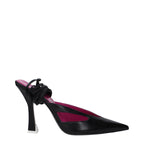 Black Leather Stiletto Heel Sandals