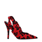 Red Fabric High Heel Pumps