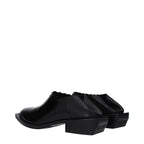 Black Leather Mules