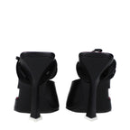 Black Leather Stiletto Heel Sandals