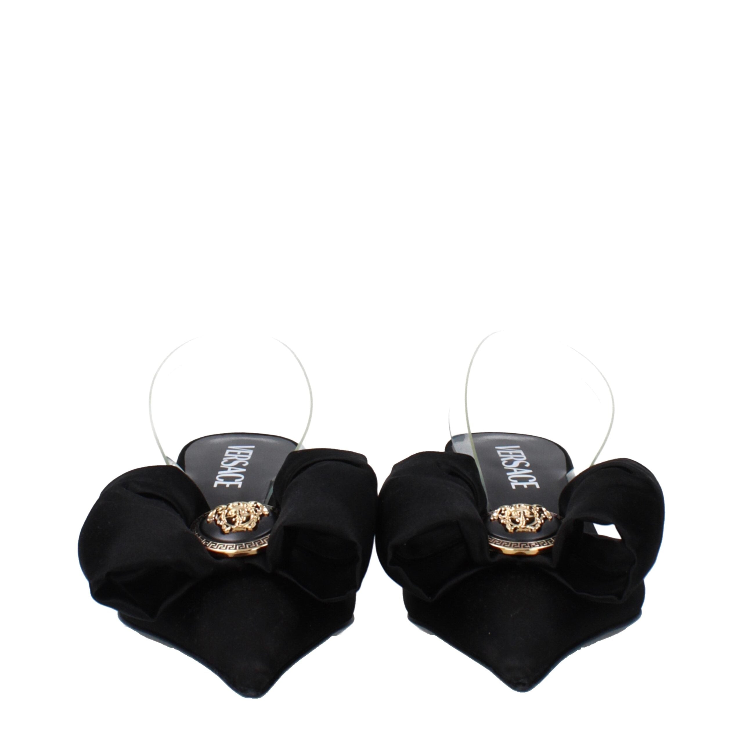 Black Satin Flat Sandals