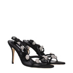 Black Satin Stiletto Heel Sandals