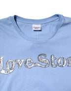 Blue Love Story Sequined Embellished Short Sleeves T-shirt