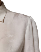 White Silk Long Sleeves Collared Shirt Top