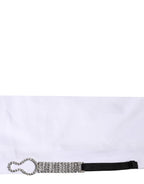 White Crystal Embellished Collared Shirt Top