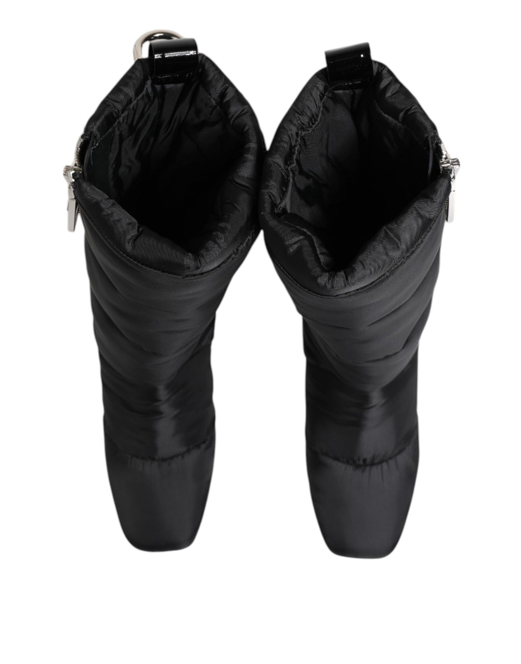 Black Padded Mid Calf Logo Heel Boots Shoes