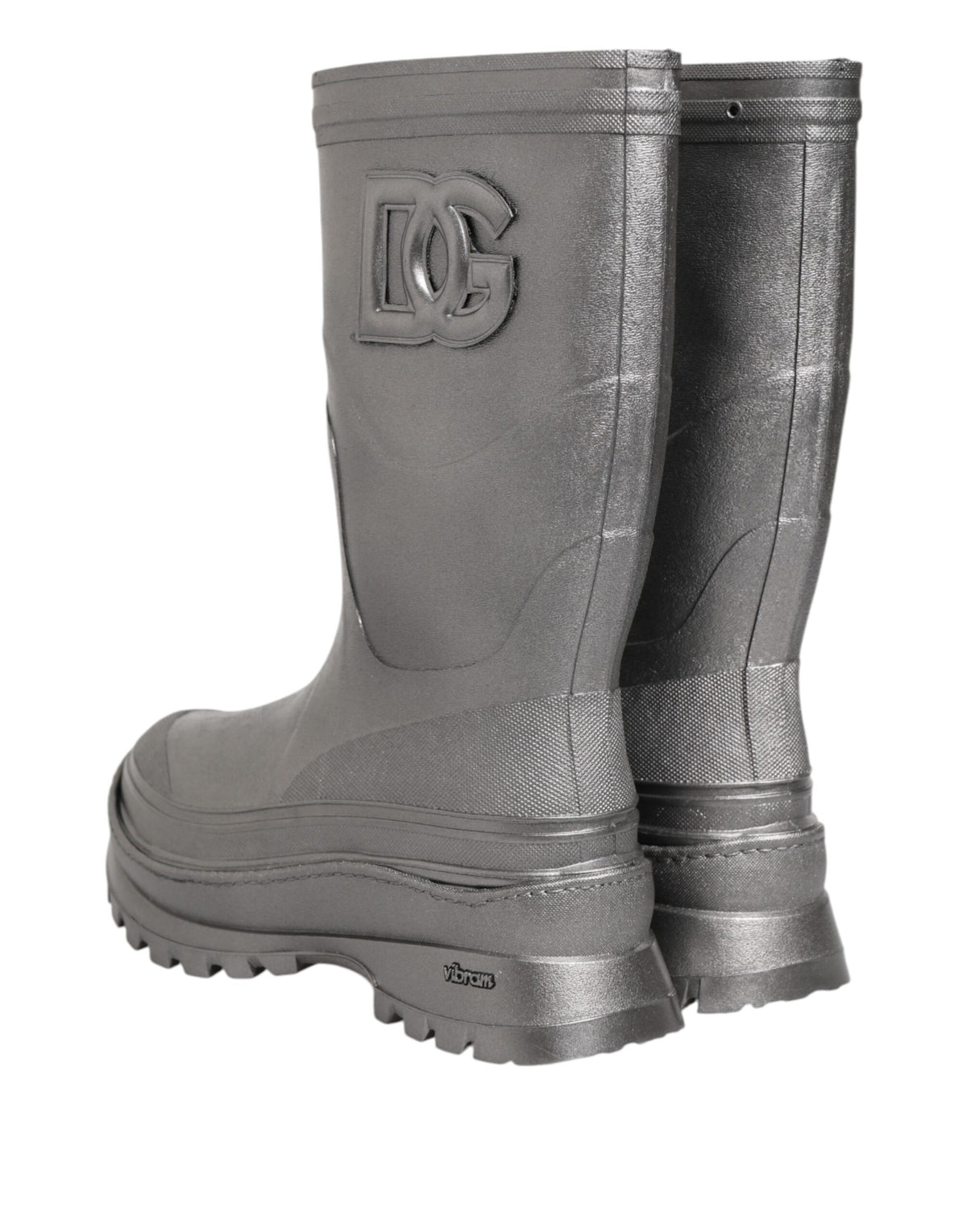 Metallic Silver Pull On Rain Boots Shoes