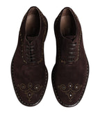 Brown Velvet Lace Up Oxford Dress Shoes