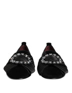 Black VATICANO Crystal Ribbon Slip On Shoes