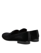 Black Velvet Slip On Loafers Men Formal Shoes