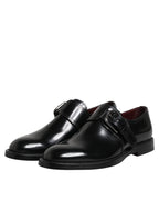 Black Leather Monk Strap Derby Formal Shoes