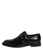 Black Leather Monk Strap Derby Formal Shoes