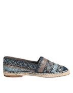 Blue Gray Woven Leather Buffalo Espadrille Shoes