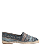 Blue Gray Woven Leather Buffalo Espadrille Shoes