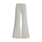Beige Cotton Flared Jeans