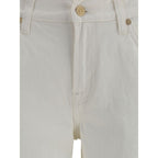 Beige Cotton Flared Jeans