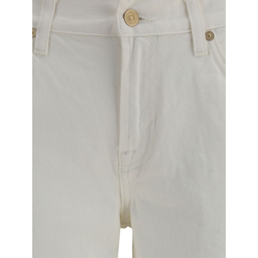 Beige Cotton Flared Jeans
