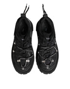Black Low Top Lace Up Trekking Sneakers Shoes