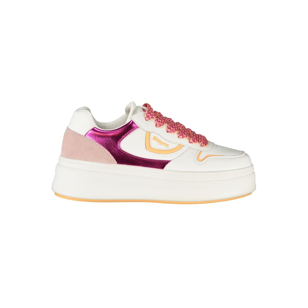 White Polyurethane Women Sneaker