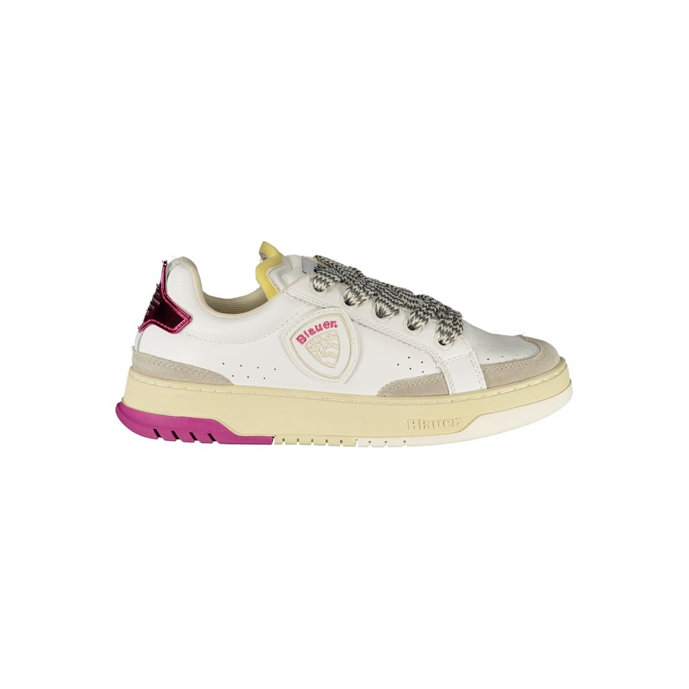 White Polyurethane Women Sneaker