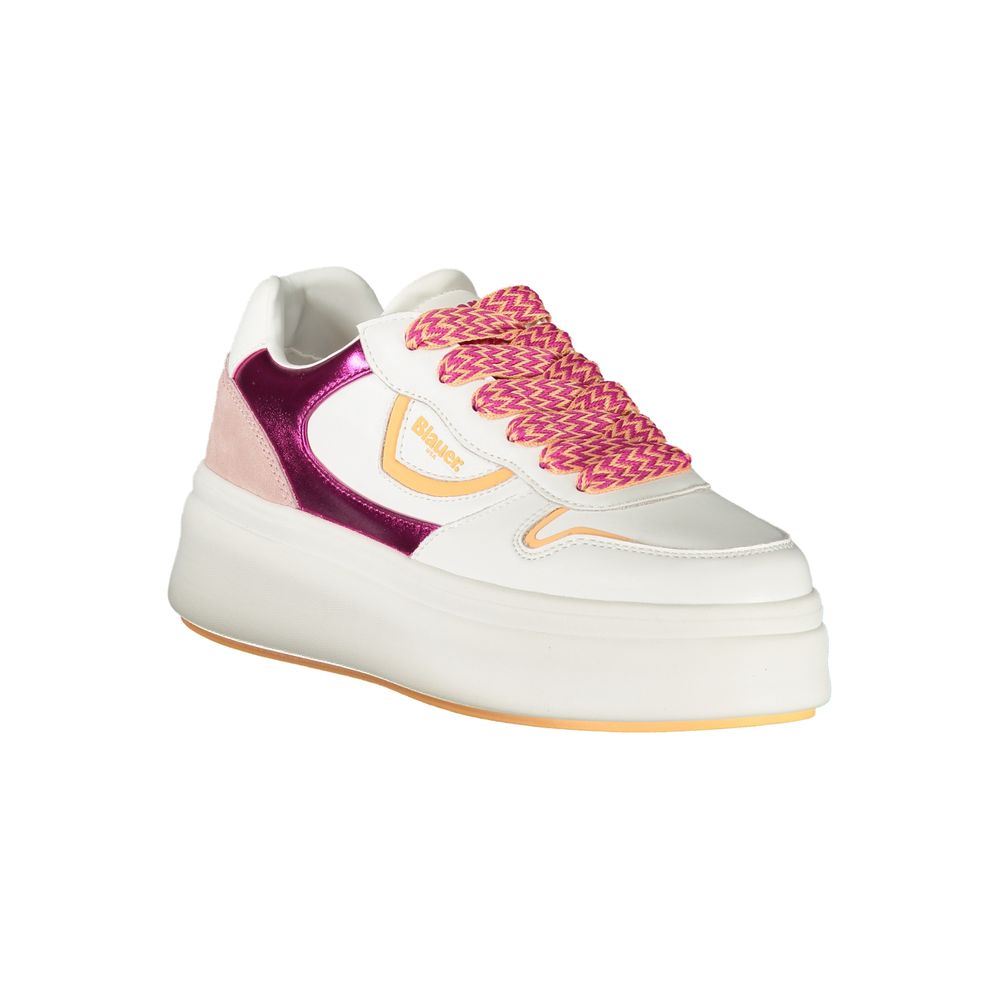 White Polyurethane Women Sneaker