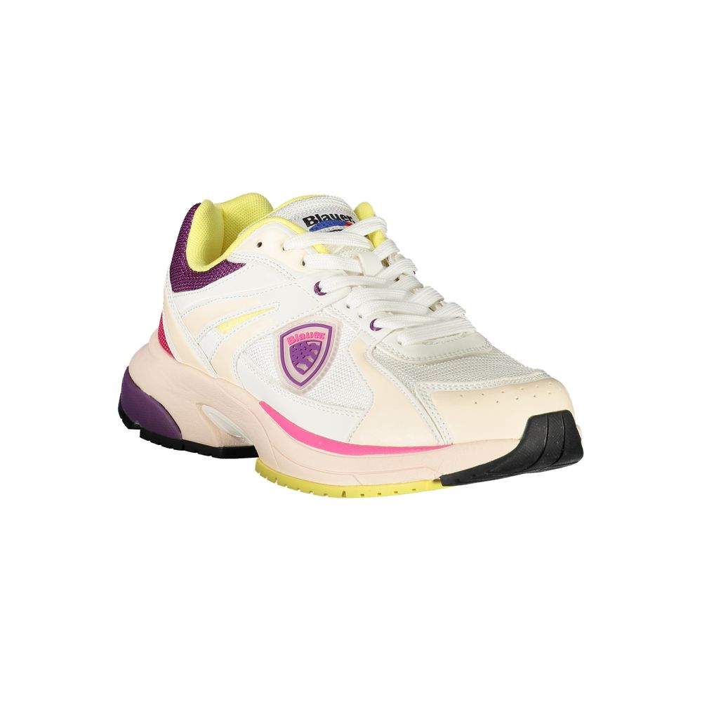 White Polyurethane Women Sneaker
