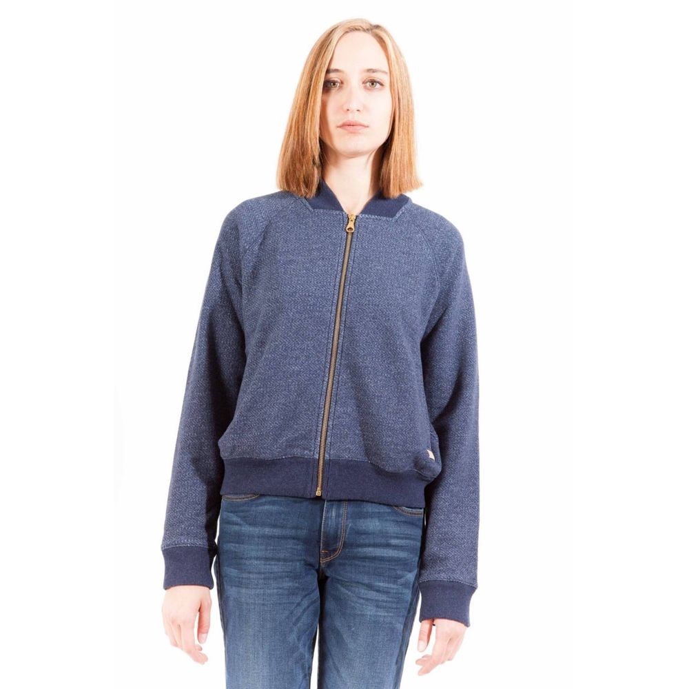 Blue Cotton Women Sweatshirt