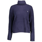 "Blue Acrylic Women Sweater with Turtleneck Detail"