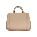 Beige Polyurethane Women Handbag