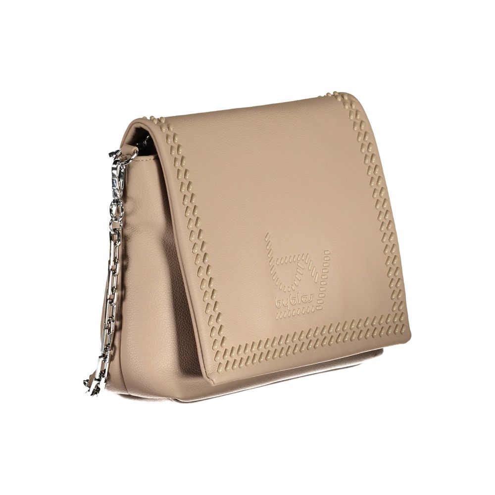 Beige Polyurethane Women's Shoulder Bag