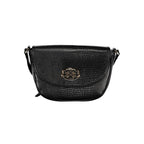 Black Polyurethane Women's Shoulder Bag