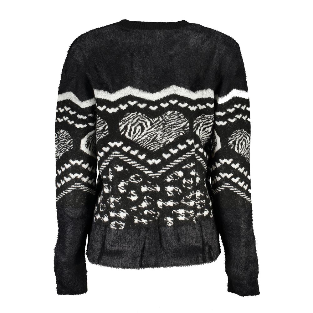 Black Acrylic Women Sweater with Metallic Fiber