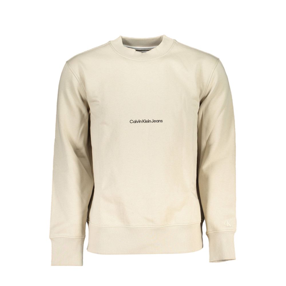 Beige Cotton Men Sweatshirt