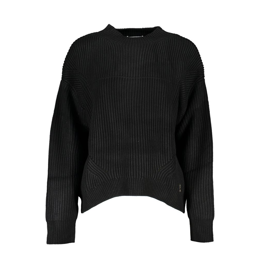 Black Acrylic Women's Turtleneck Sweater