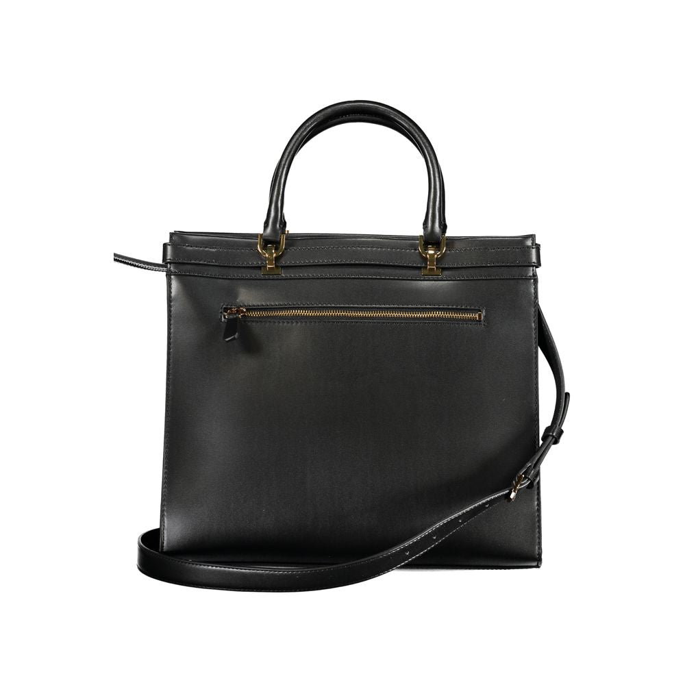 Black Polyurethane Women Handbag