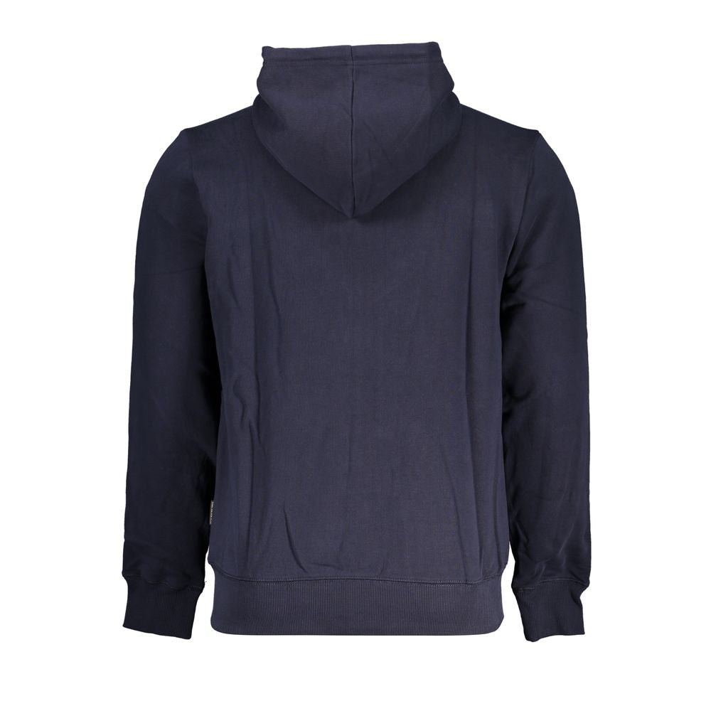 Blue Cotton Men Sweater with Hood