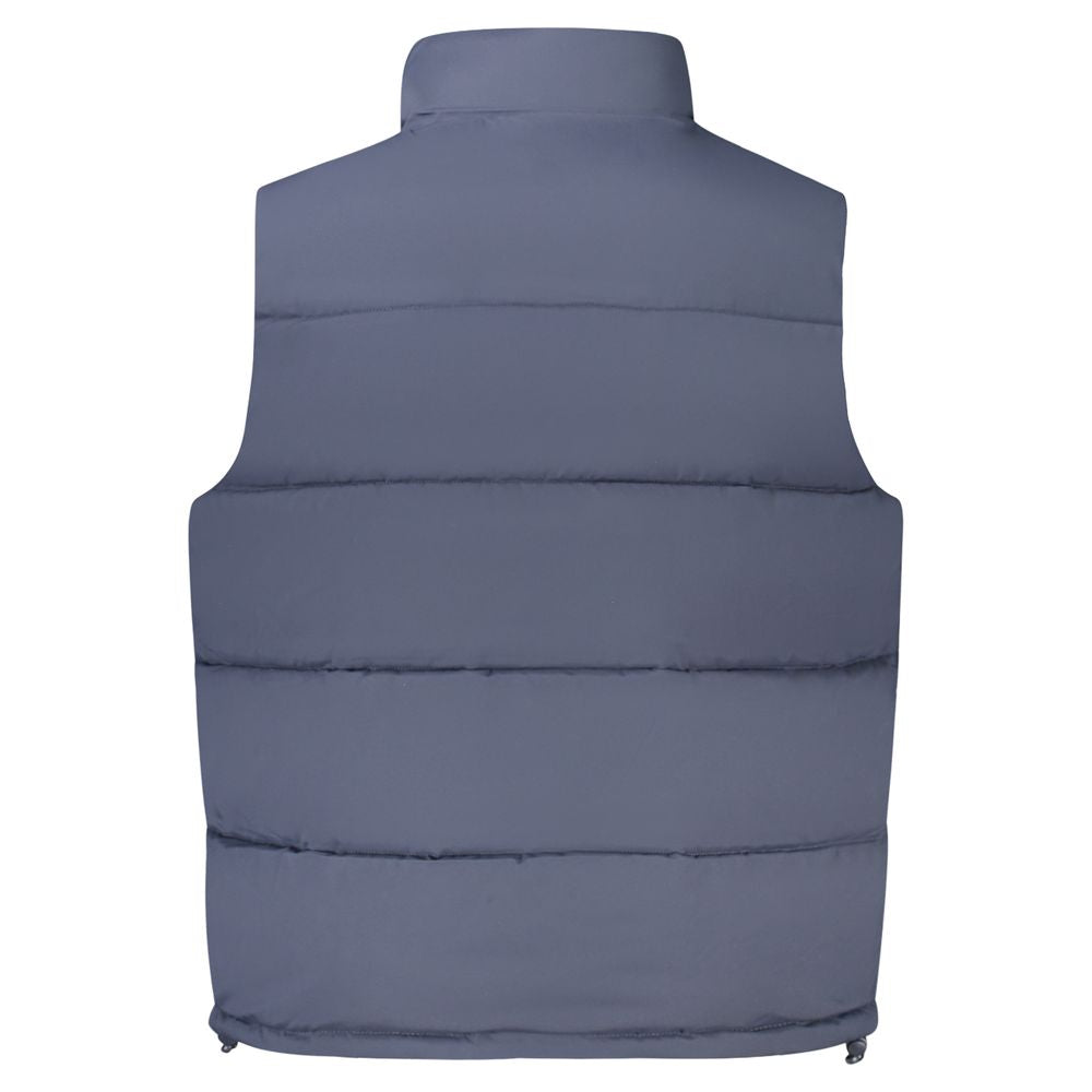 Blu Polyester Men's Sleeveless Jacket