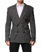 Black White Double Breasted Men Suit Blazer