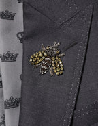 Dark Gray Bee Embroidery Wool Coat Blazer