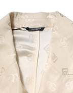 Beige Polyester Logo Monogram Coat Jacket
