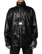 Black Polyester Logo Plaque Bomber Jacket